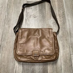 Hugo Boss Cow leather brown laptop bag messenger briefcase multi pocket EUC